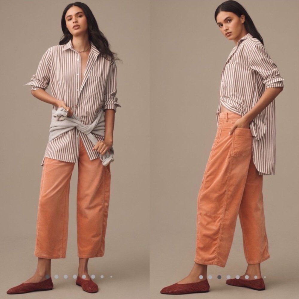 Anthropologie The Kenna Mid rise Barrel Jeans by Pilcro: Corduroy Edition